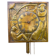 Unique Arts & Crafts Wall Clock with Stunning Front Plaque Depicting Father Time
