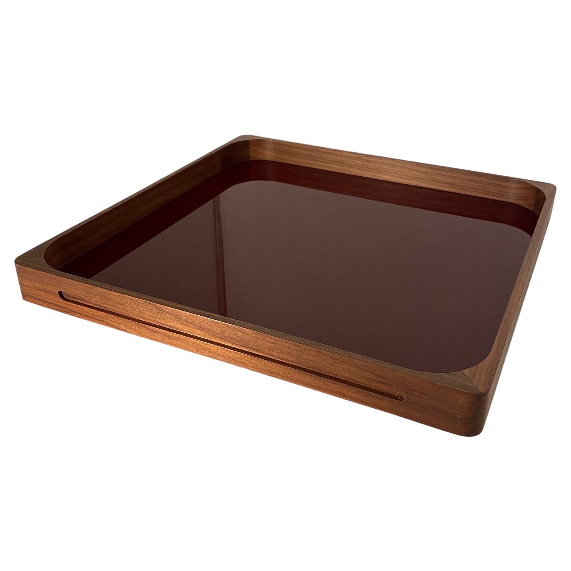 Large Walnut Bordeaux Square Tray, in Stock