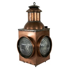 Antique Late 19th Century French Copper Railroad Lantern