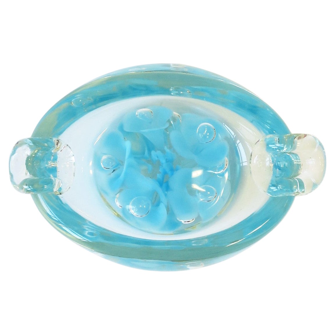 Cendrier ou bol italien bleu ciel en verre de Murano