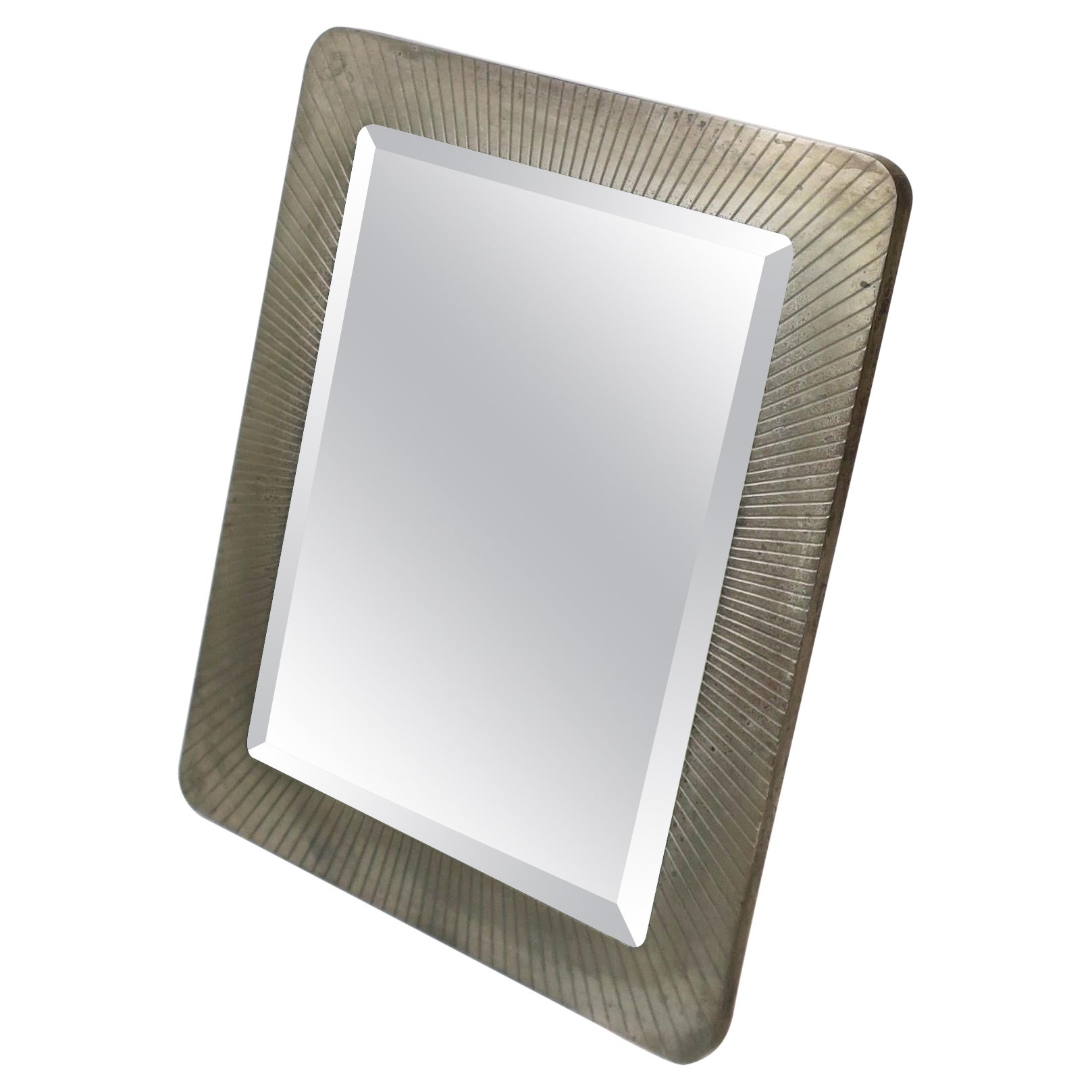 Italian Art Deco Modern Sterling Silver Vanity Table Mirror