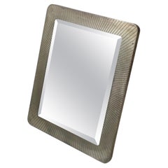 Retro Italian Art Deco Modern Sterling Silver Vanity Table Mirror
