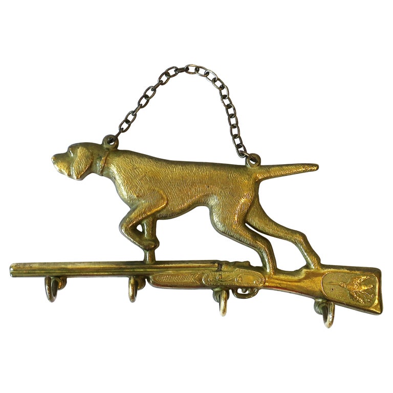 Italian Brass Hunting Dog and Rifle Wall Key Hook Holder at 1stDibs