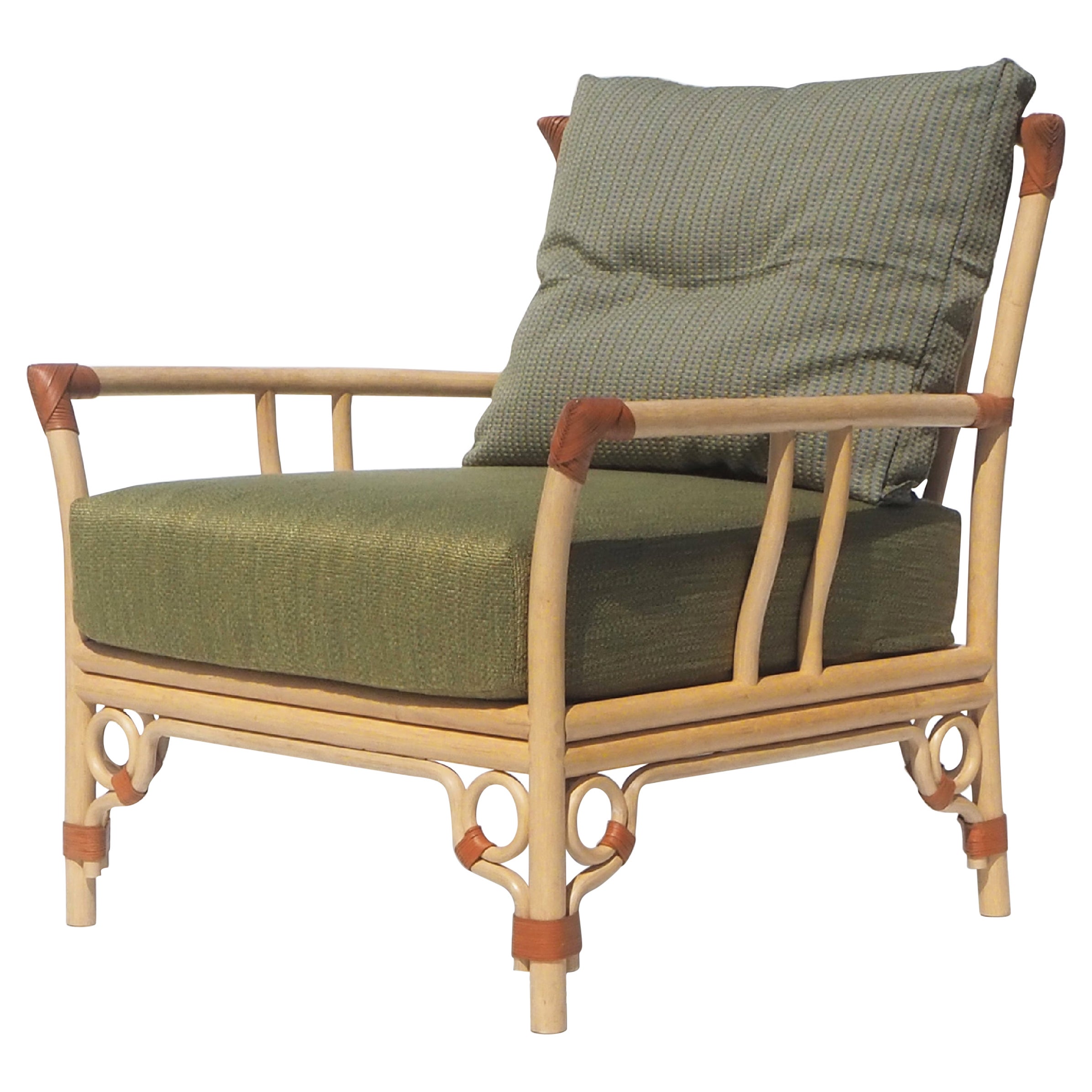 Portar, Chinese Influence Rattan Armchair For Sale