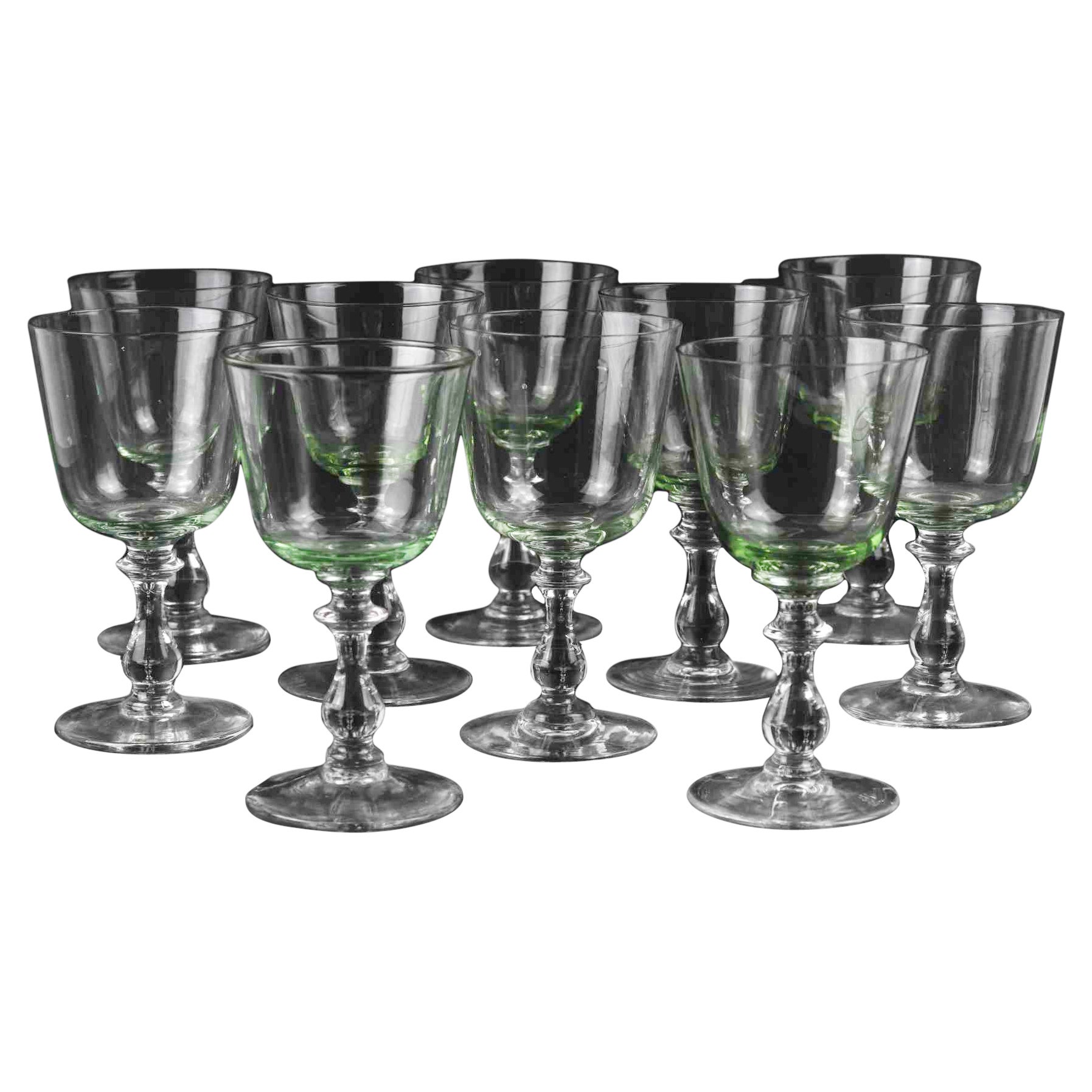 Set of Ten Vintage Green Glasses, 1970s For Sale at 1stDibs