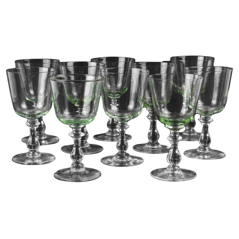 Set of Ten Vintage Green Glasses, 1970s For Sale
