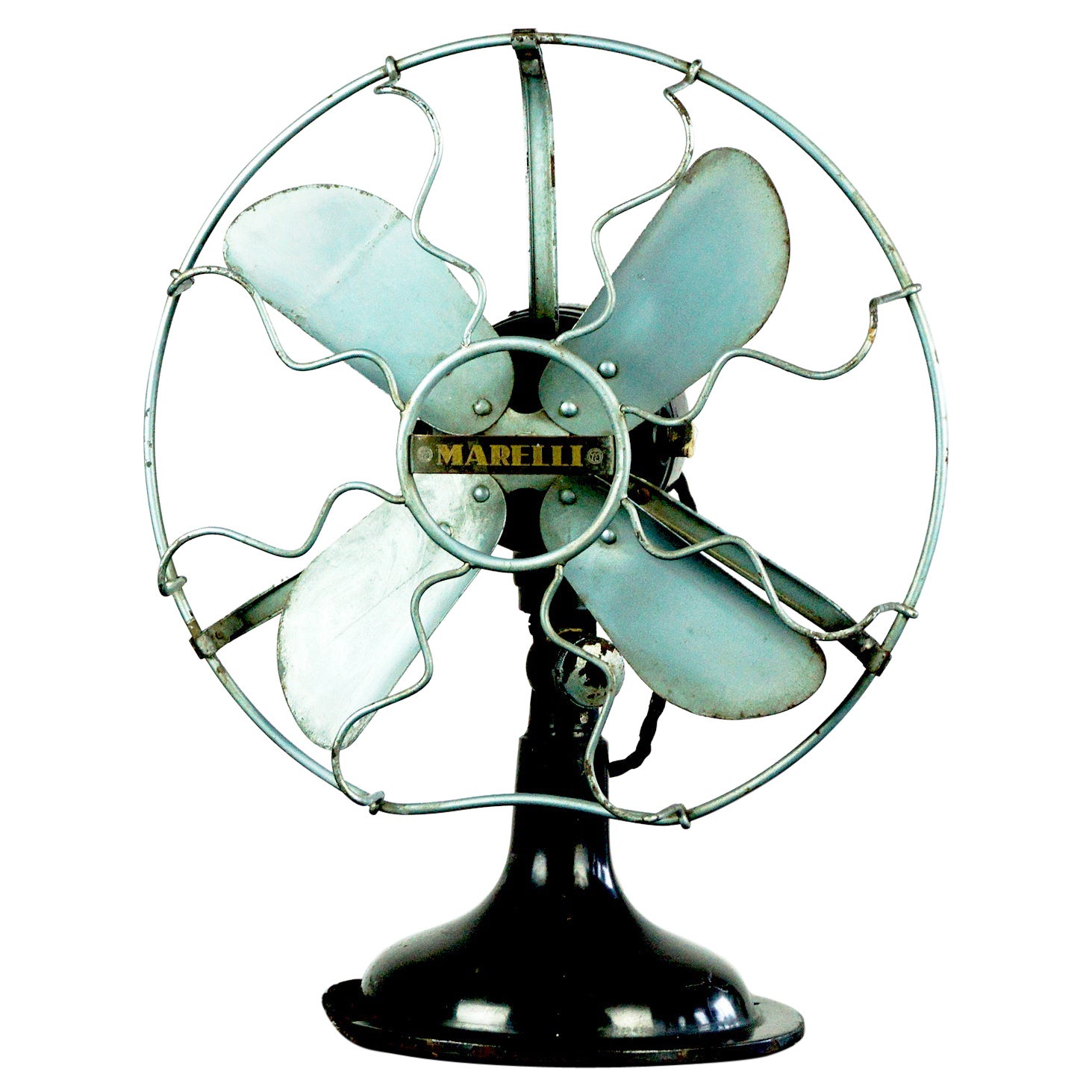 0riginal Vintage Industrial Art Deco Table Fan by Marelli Italy