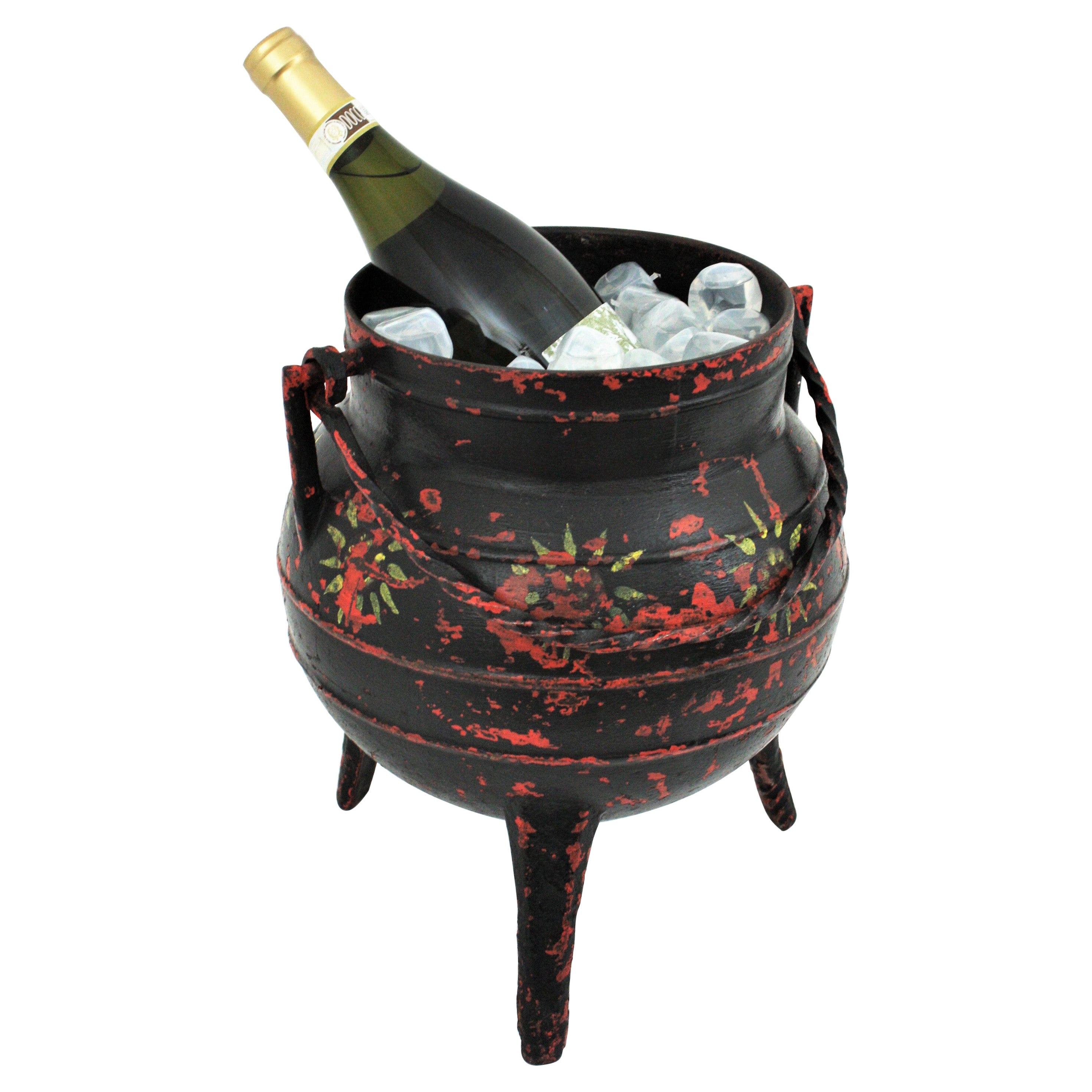 Spanish Folk Hand-Painted Ice Bucket or Wine Champagne Cooler