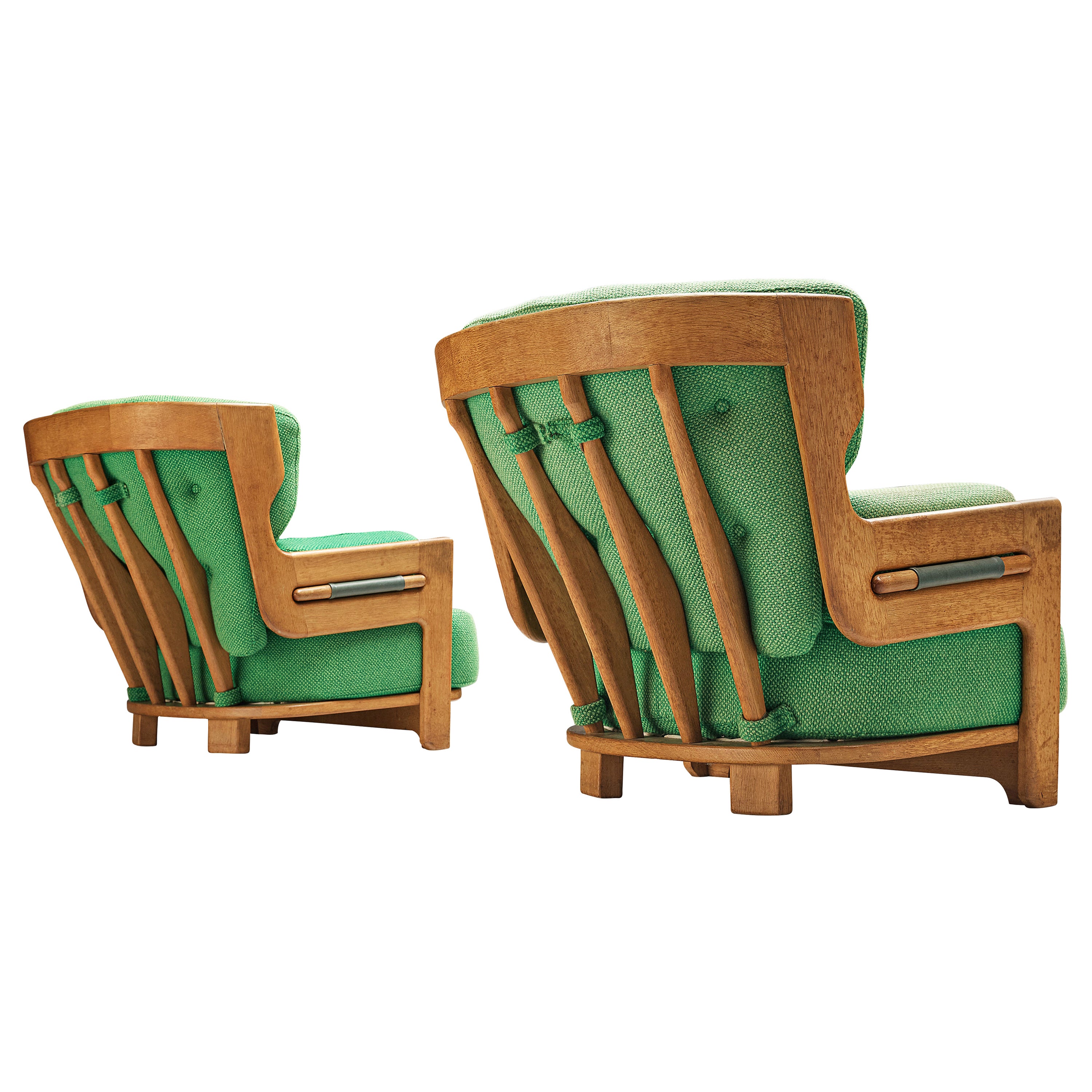 Guillerme & Chambron Lounge Chairs Model 'Denis' in Solid Oak