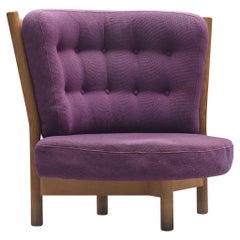 Guillerme & Chambron Lounge Chair in Purple Upholstery