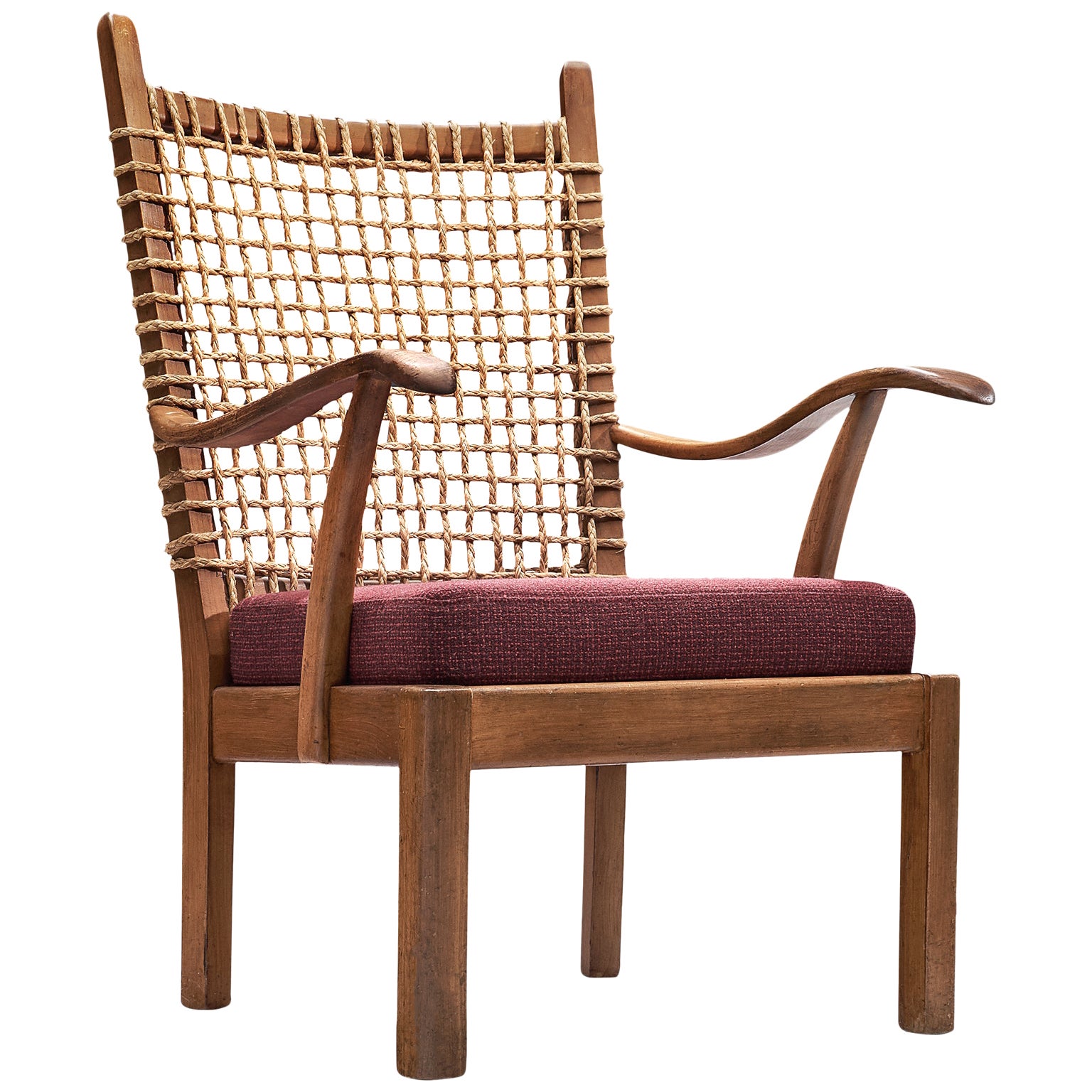 in Style of Bas Van Pelt Armchair with Rope Back