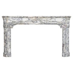 Antique Beautiful Breche Marble Fireplace Mantel, Free Shipping