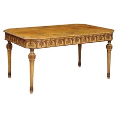 Antique Italian Neapolitan Style Painted Dining Table with Faux Marble Top