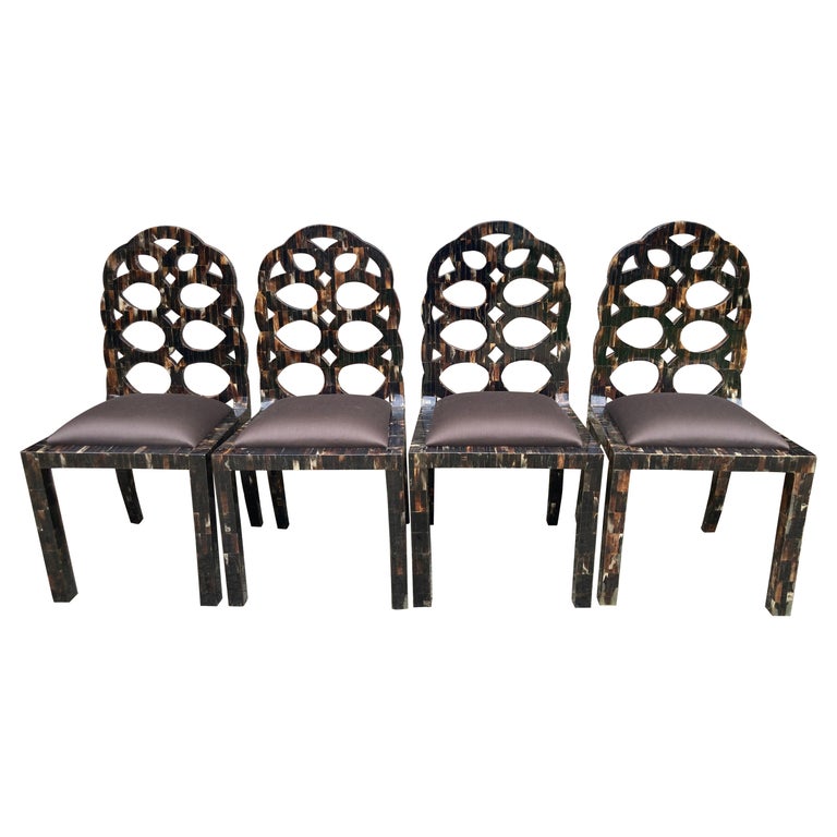 Set of Four Frances Elkins Style Side Chairs For Sale