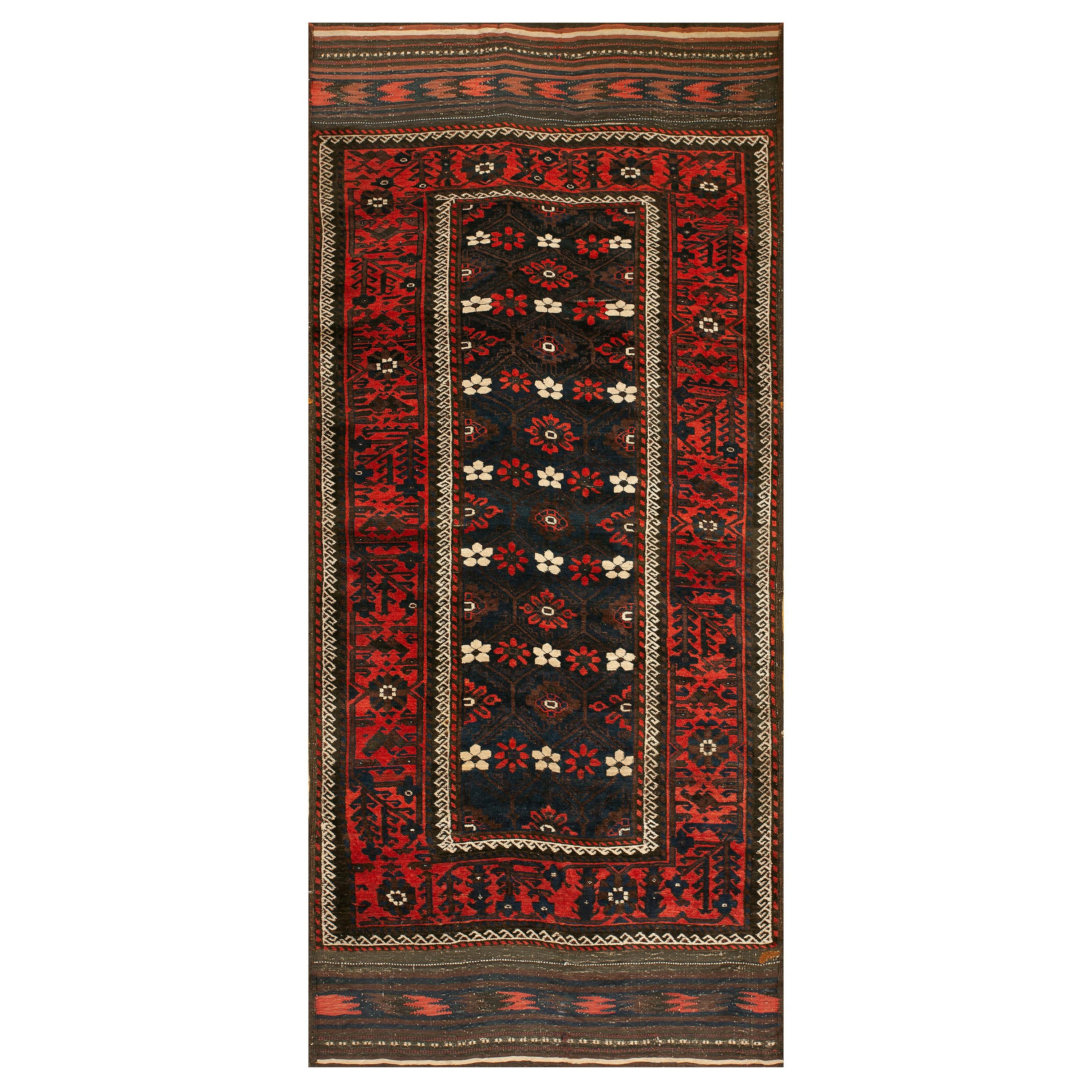 19th Century N.E. Persian Khorassan Baluch Carpet ( 4' x 8'9" - 122 x 267 ) For Sale