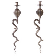 Pair of Brass Cobra or Snake Sconces