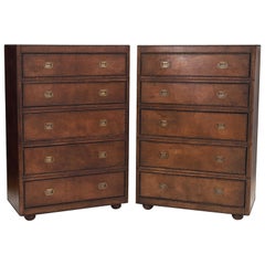 Pair of Tall Leather Chests or Dressers