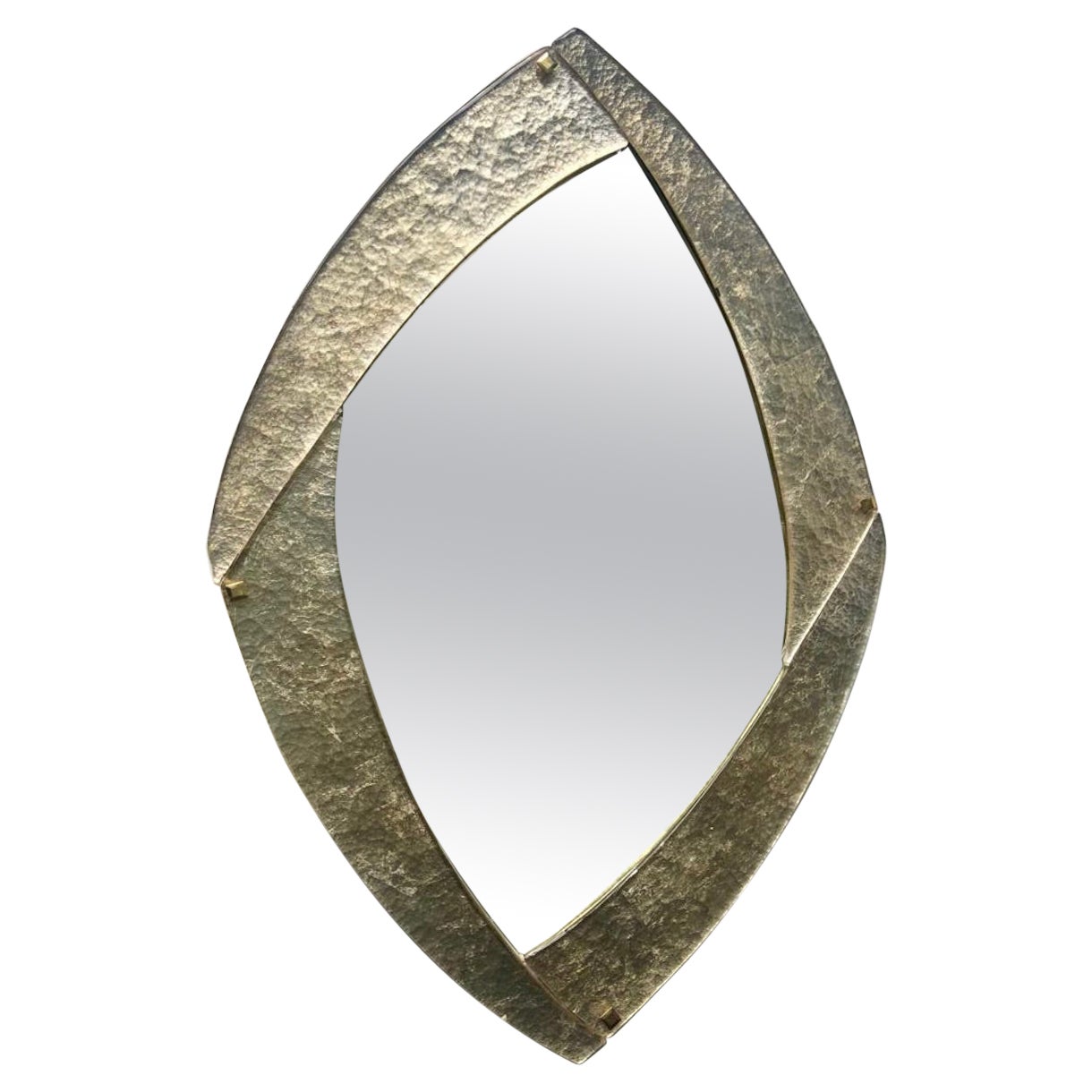 Murano Silver Glass and Brass Mid-Century Wall Mirror, 2020