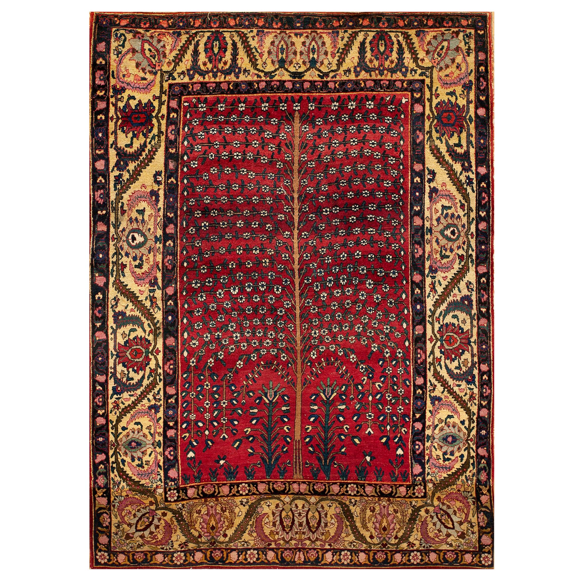 Late 19th Century Persian Bakhtiari Tree of Life Carpet (4'7" x 6'2"-140 x 188 )