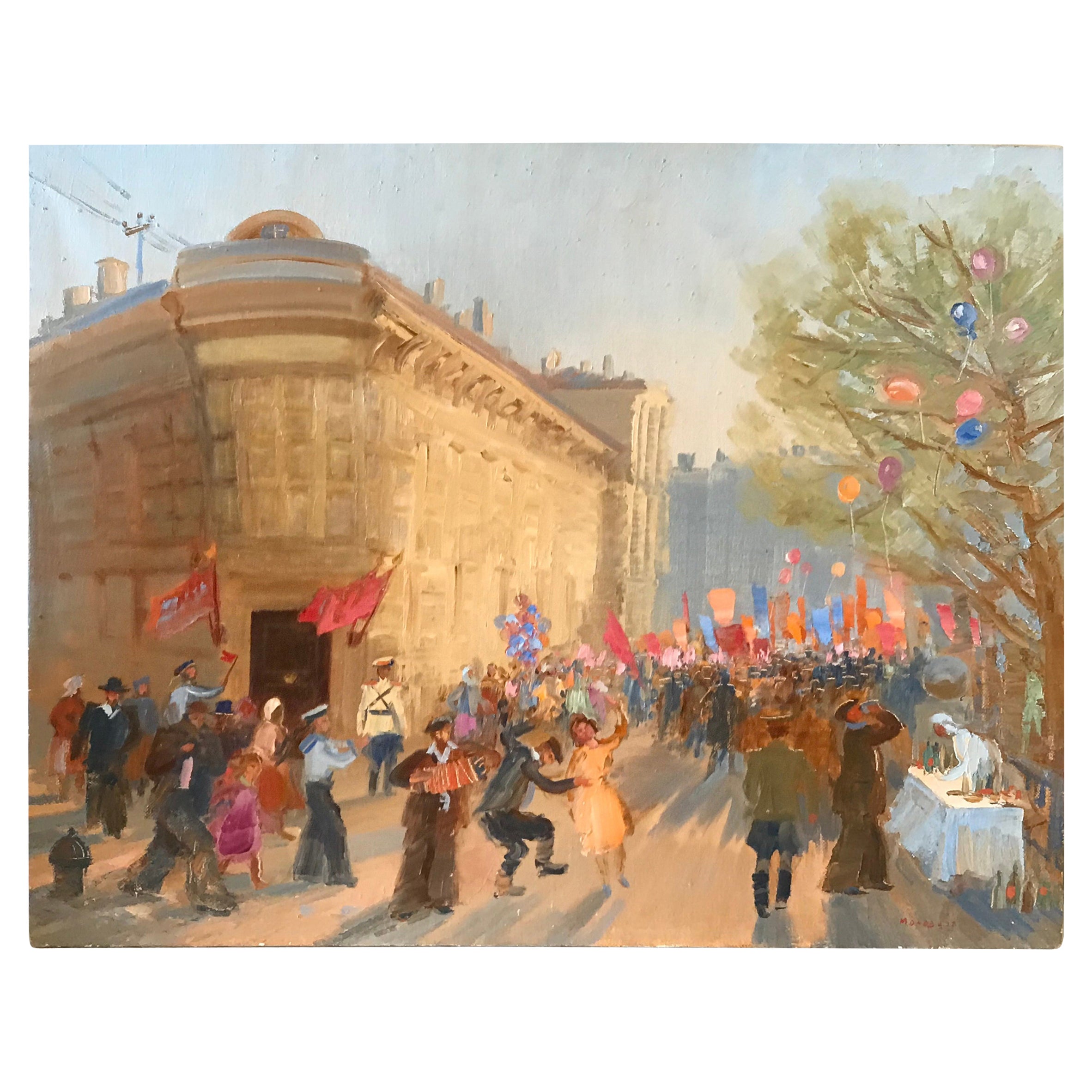 Oil Painting of the Russian National Day Celebration by Molodtsov For Sale