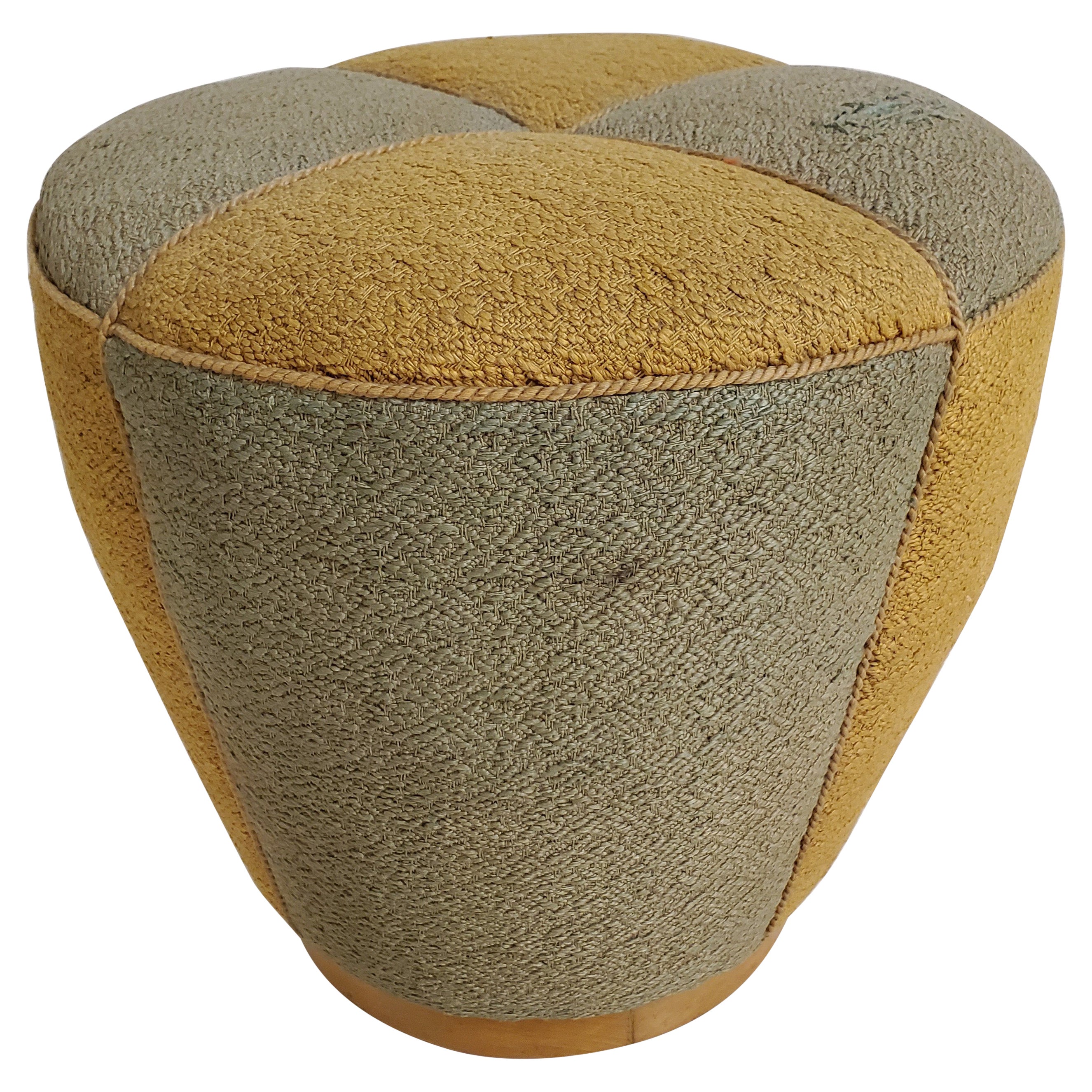 French Art Deco Pouf Upholstered in Original Fabric 