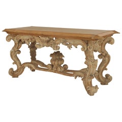 Turn of the Century Italian Rococo Style Stripped and Carved Center Table