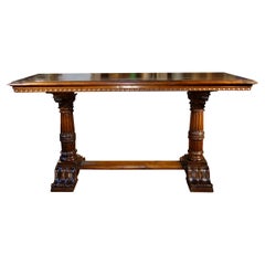 Antique Italian Renaissance Style Solid Carved Walnut Console, Florence 1820
