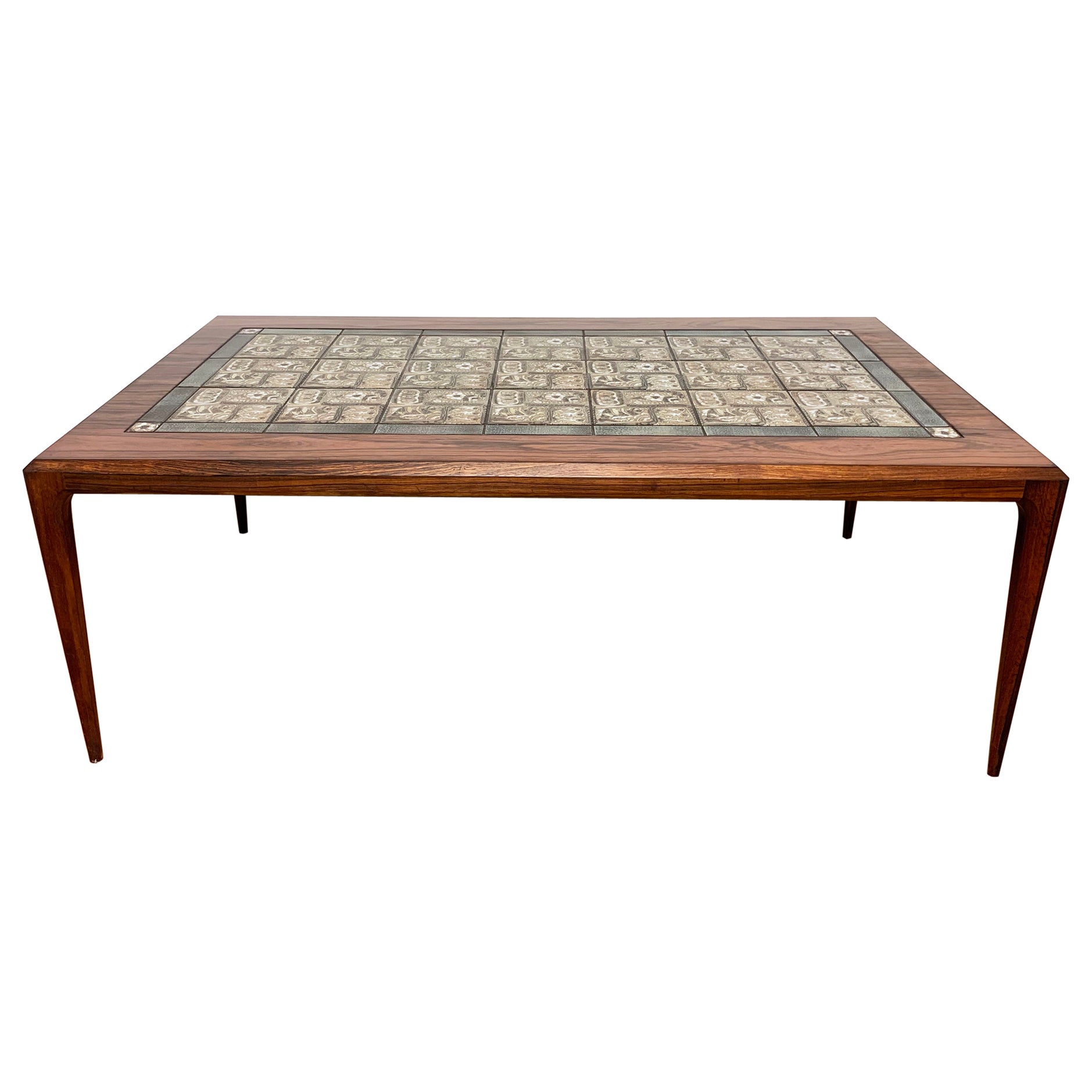 Johannes Andersen Rosewood Coffee Table with Thorsson Royal Copenhagen Tiles