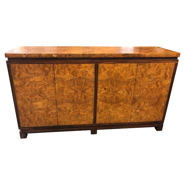Vintage Burl wood Credenza with Rosewood Trim at 1stDibs