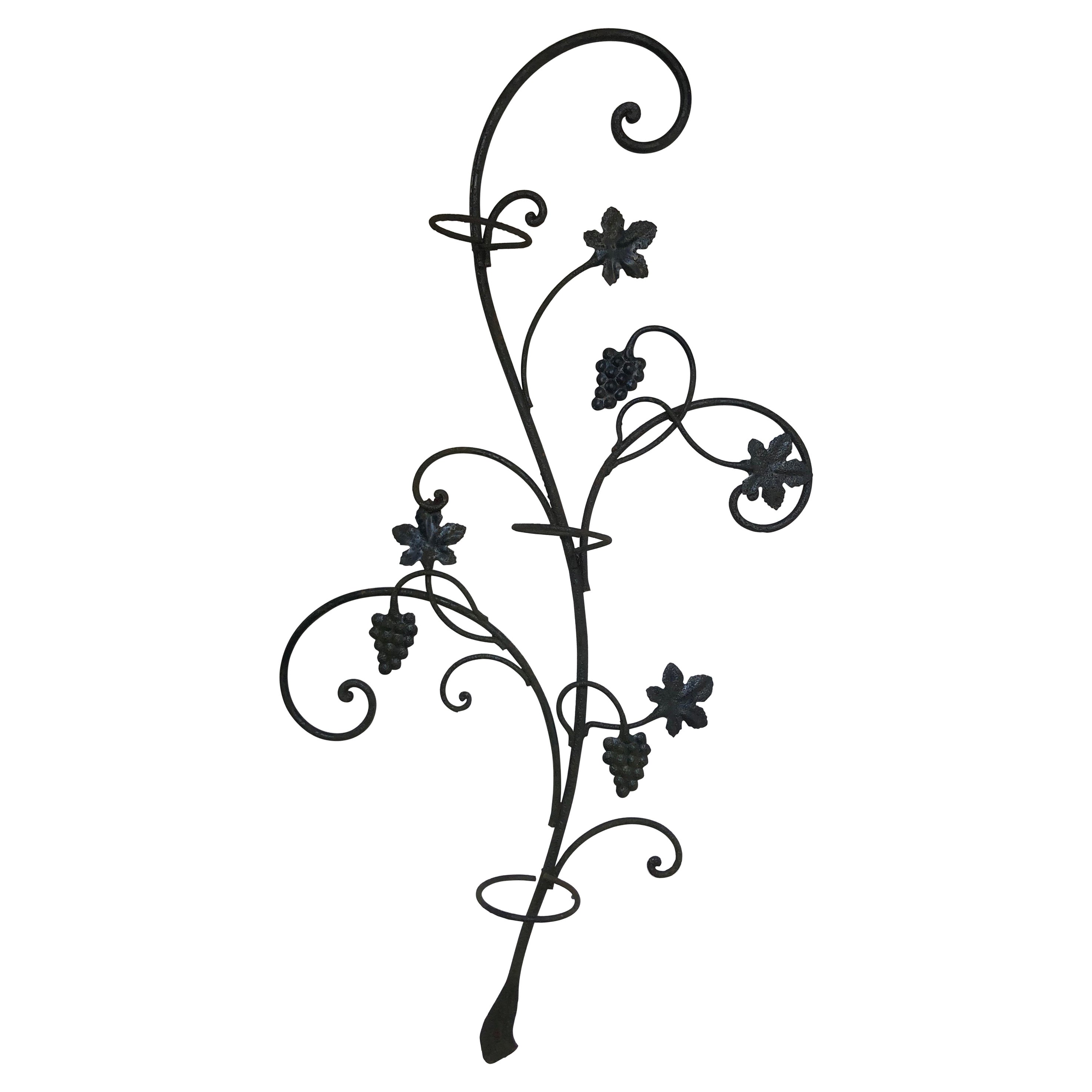 Wrought Iron Floral Garden Wall Decor For Sale