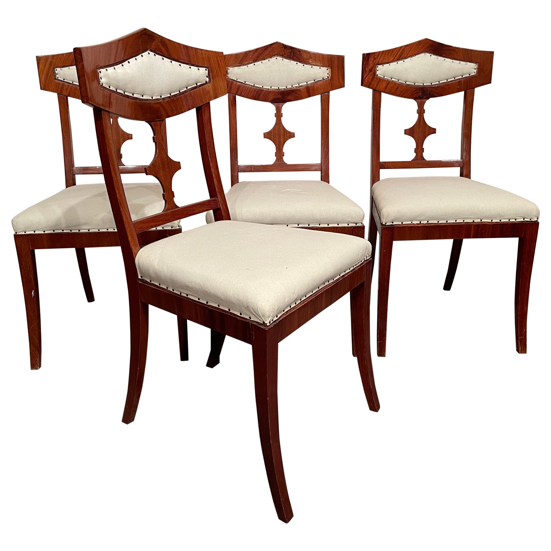 Satz von vier Biedermeier-Stühlen, Norddeutschland 1820
