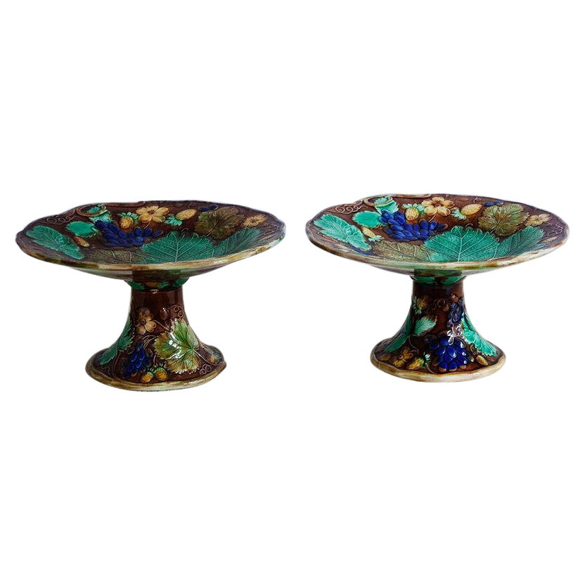 Pair of Majolica Tazza, Circa 1900 For Sale