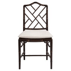 Chinese Chippendale Style Chair, Wood Frame, Caned Seat, Made in Italy