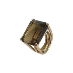 Bent Knudsen 14 K Gold Ring with Smoky Quartz