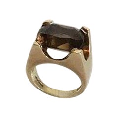 Just Andersen Gold Ring 14 Kt with Smoke Quartz Stone