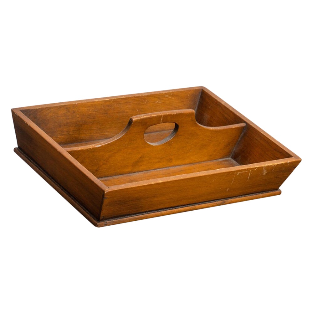 20th Century American Cutlery Caddy in Wood For Sale
