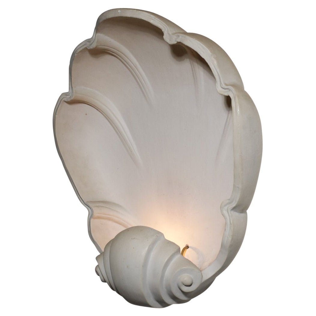 Large French Wall Light Shell in Plaster from the 80's E440