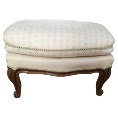 Versatile Vintage French Louis XV Style Walnut & Upholstered Footstool Ottoman