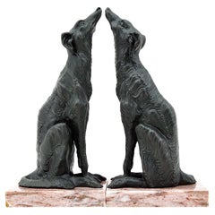 French Art Deco Greyhound Bookends, 1920s