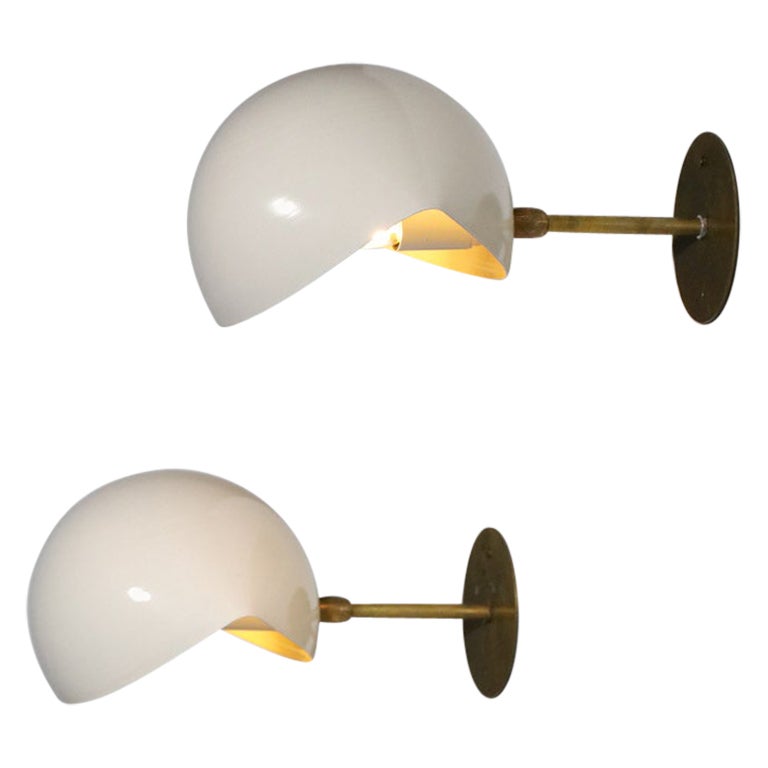 Pair of Beige Modern Italian Wall Lights "Maxina" Vintage Design Moderne ML134 
