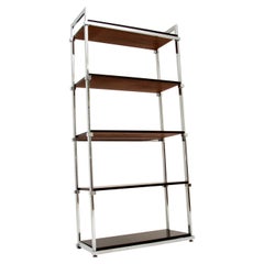 1970's Vintage Wood & Chrome Bookcase by Pieff