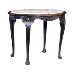 19th Century French Art Nouveau Oak Marble Top Table