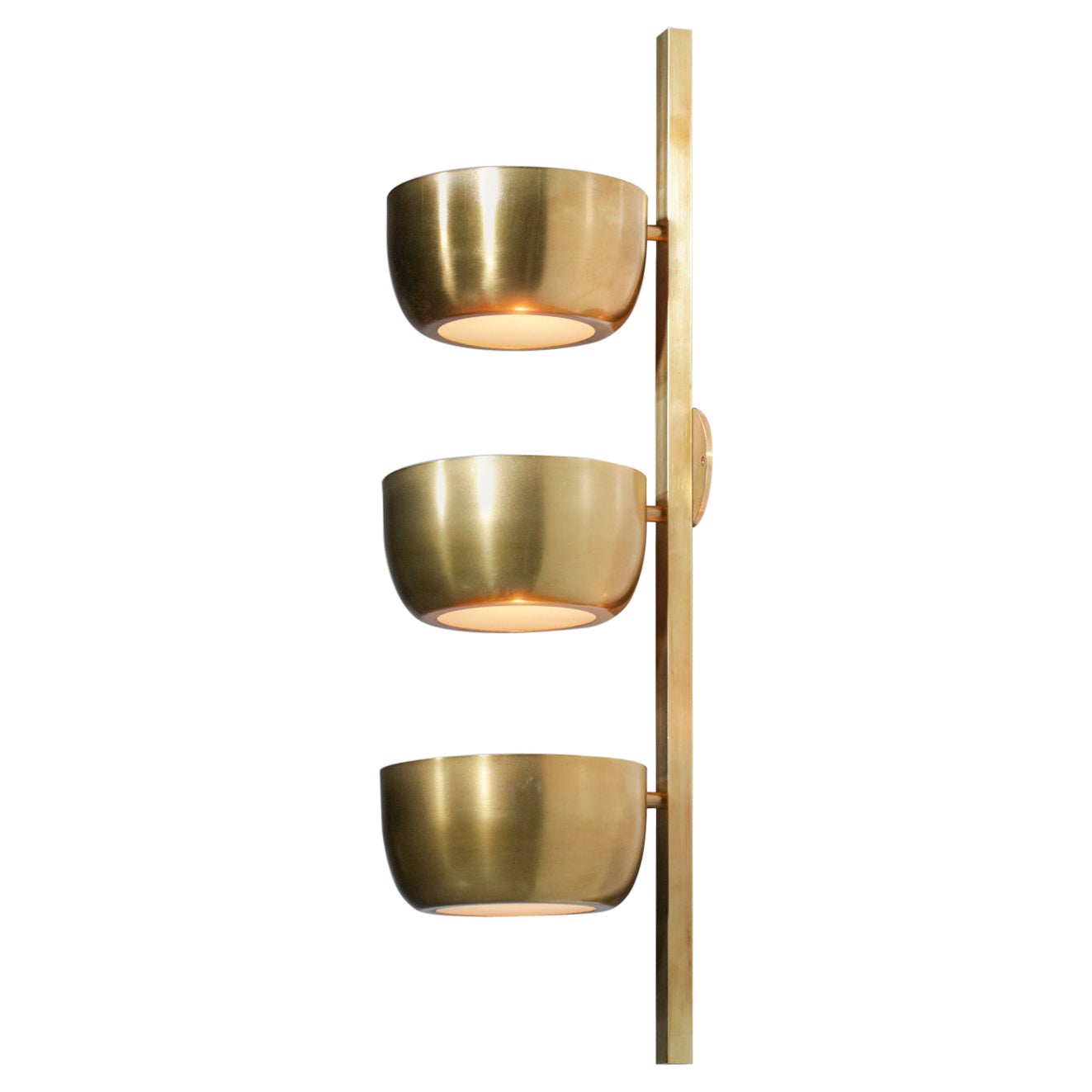Large Modern Wall Sconces Solid Brass 3 Cups Vintage Design "Trio" EL138 For Sale
