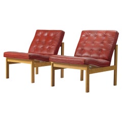 Torben Lind & Ole Gjerløv-Knudsen Red Leather Easy Chairs
