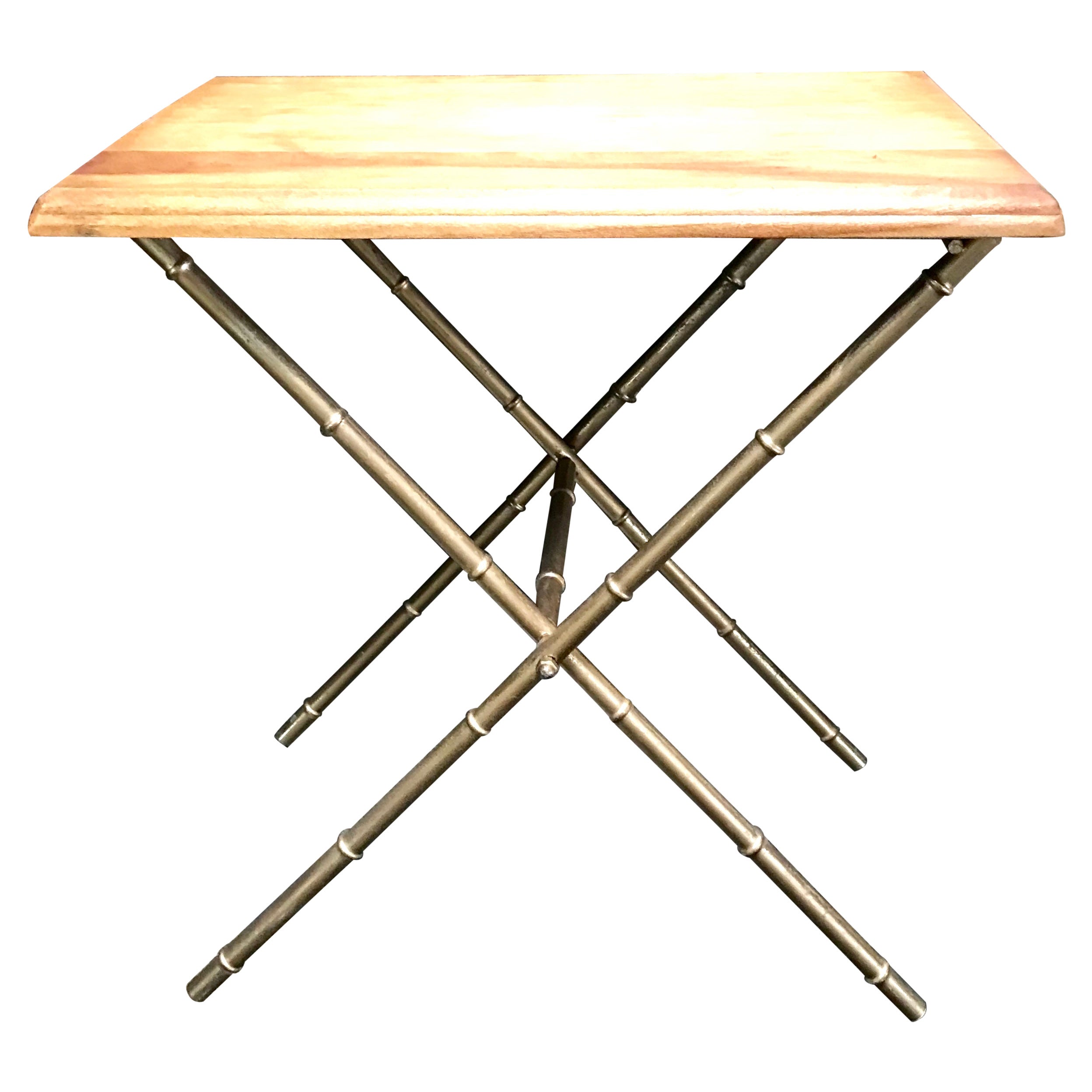 Gilt Bamboo Campaign Table For Sale