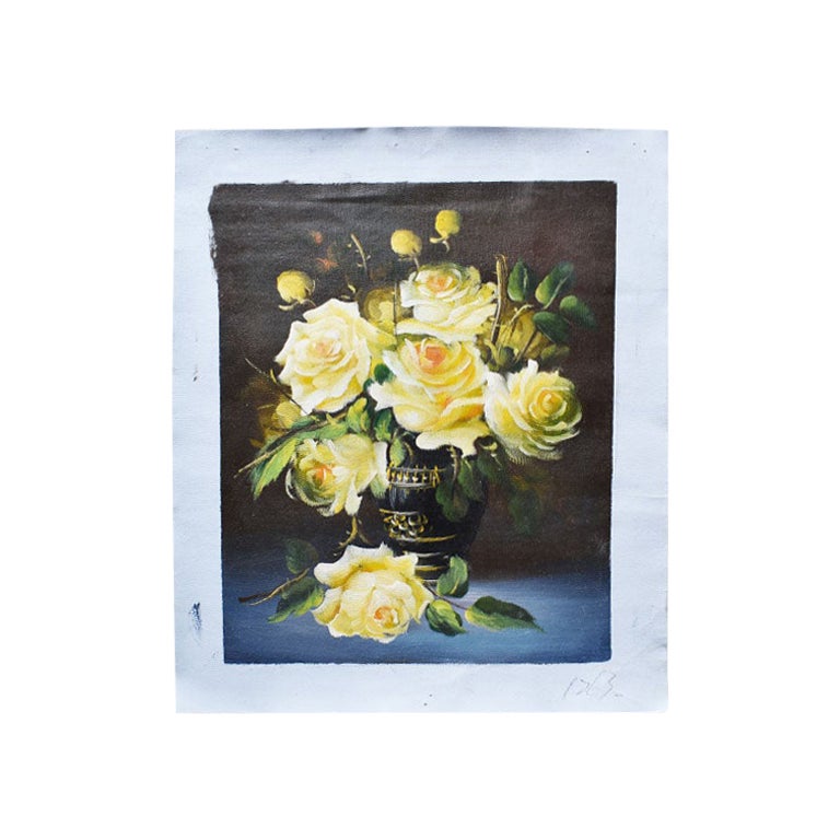 Unframed Floral Painting on Canvas For Sale