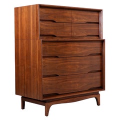 Mid-Century Modern Sculpted Walnut Chest of Drawers