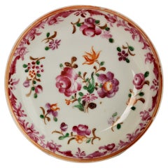 Chinese Export Orphaned Saucer, Famille Rose, Qianlong, 1736-1795