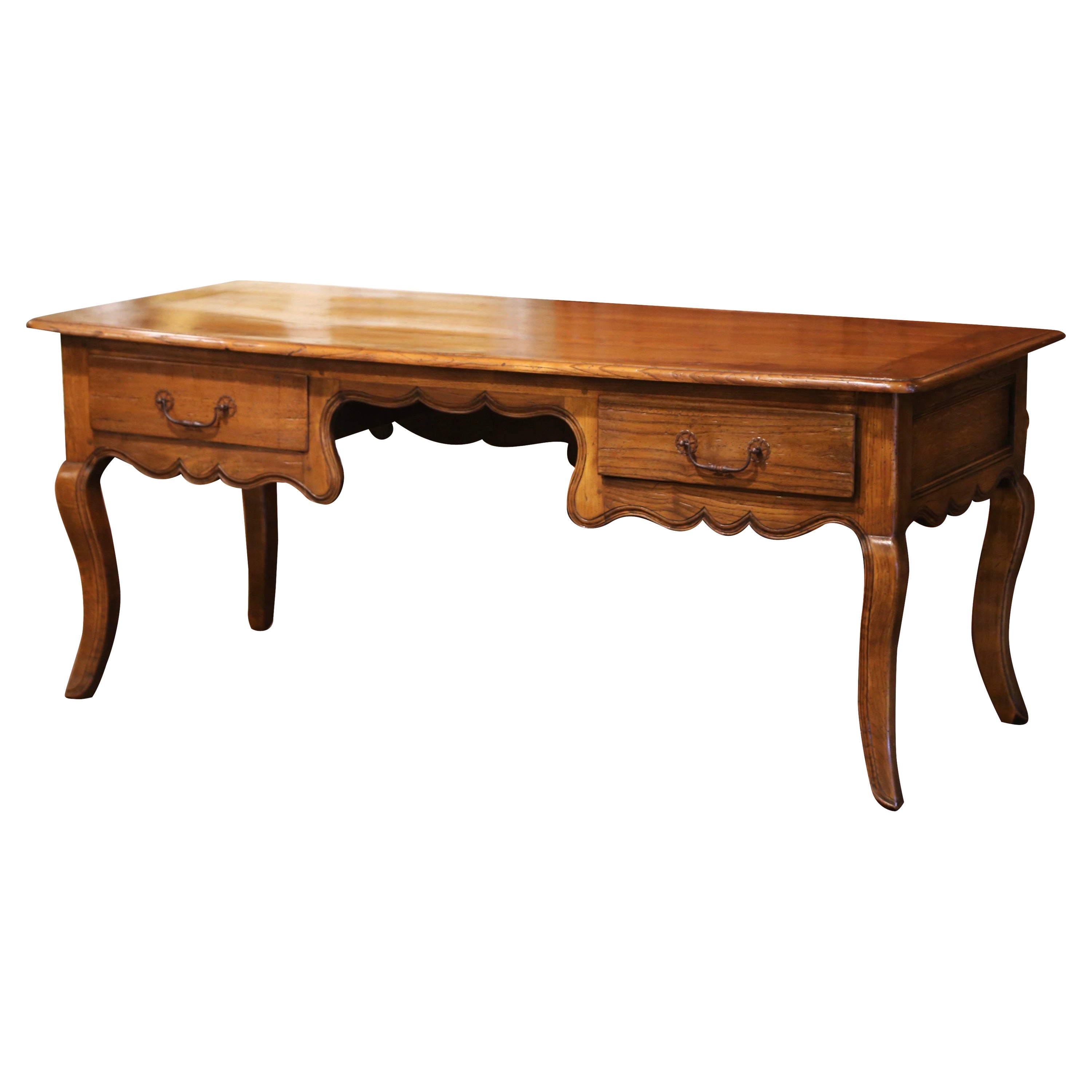 Late 19th Century French Louis XV Carved Chestnut Desk Table with Drawers 