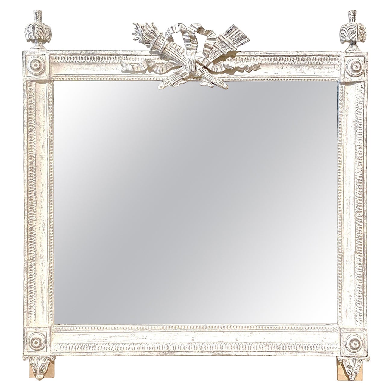 Großer französischer Spiegel im Louis-XVI.-Stil des 19. Jahrhunderts im Angebot